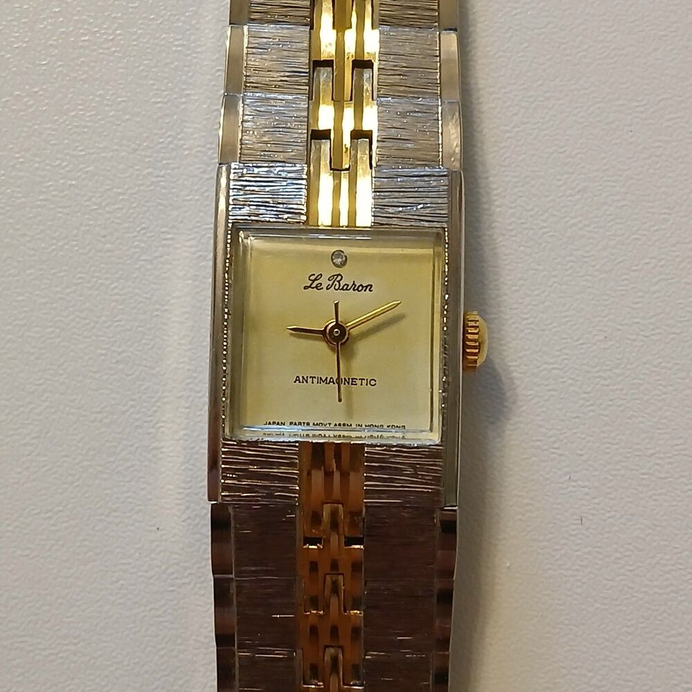Parts/Repair VTG 1980s Le Baron Womens Mechanical Wind Up Two Tone Watch 17.7mm